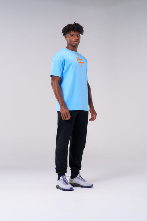 Bullshake 247 Kanji Cotton Oversized Tee - Ethereal Blue