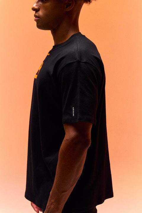 Bullshake 247 Kanji Cotton Oversized Tee - Stone Black