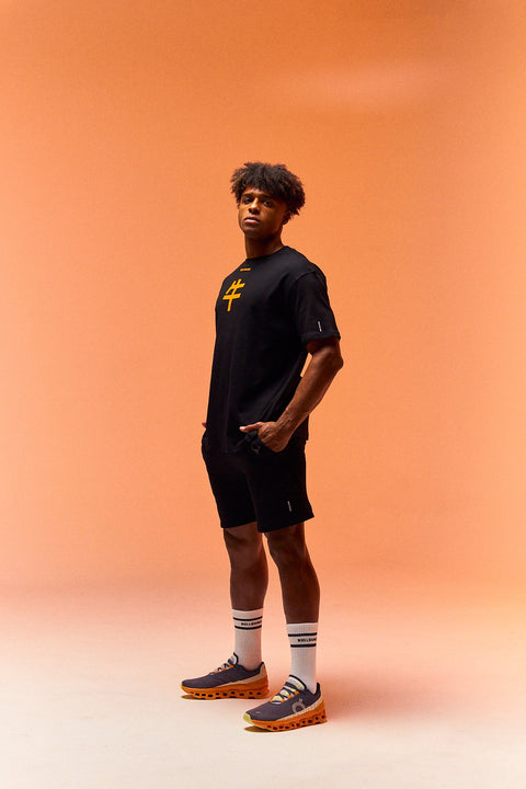 Bullshake 247 Kanji Cotton Oversized Tee - Stone Black