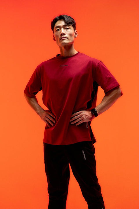 Bullshake Mesh Panel Oversized Training Tee - Red