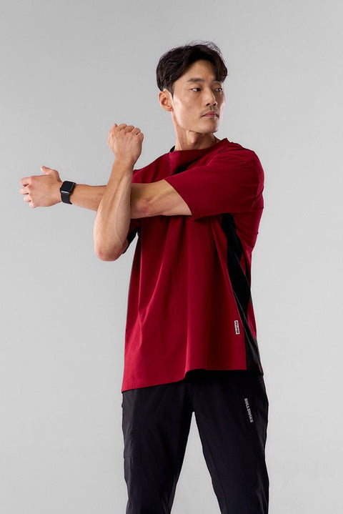 Bullshake Mesh Panel Oversized Training Tee - Red