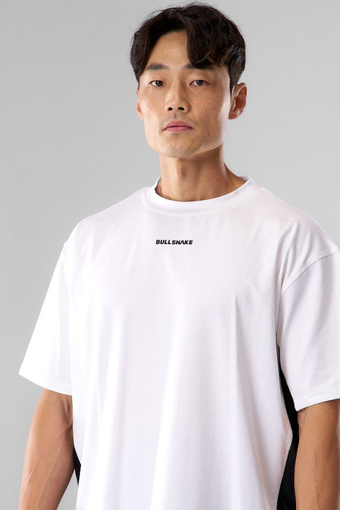 Bullshake Mesh Panel Oversized Training Tee - White