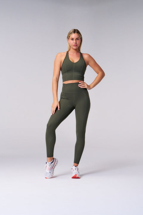 Bullshake Performance Flex Longline Bra - Olive