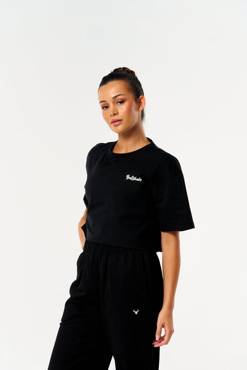 BULLSHAKE - Bullshake Bloom Crop Top - Black - BULLSHAKE - TRAINING TEE