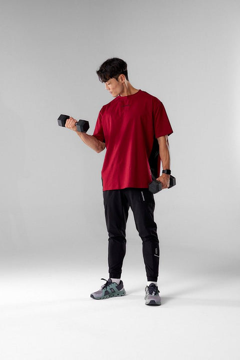 BULLSHAKE - Mesh Panel Oversized Training Tee - Red - BULLSHAKE - OVERSIZED TEE