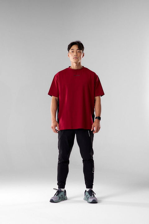 BULLSHAKE - Mesh Panel Oversized Training Tee - Red - BULLSHAKE - OVERSIZED TEE