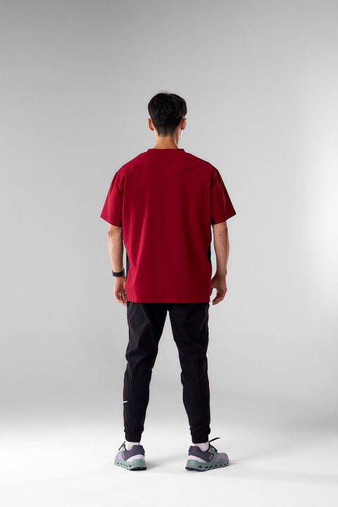 BULLSHAKE - Mesh Panel Oversized Training Tee - Red - BULLSHAKE - OVERSIZED TEE