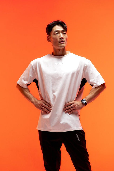 BULLSHAKE - Mesh Panel Oversized Training Tee - White - BULLSHAKE - OVERSIZED TEE