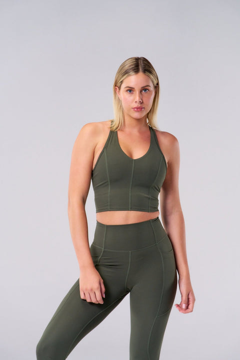 BULLSHAKE - Performance Flex Longline Bra - Olive - BULLSHAKE - SPORTS BRA