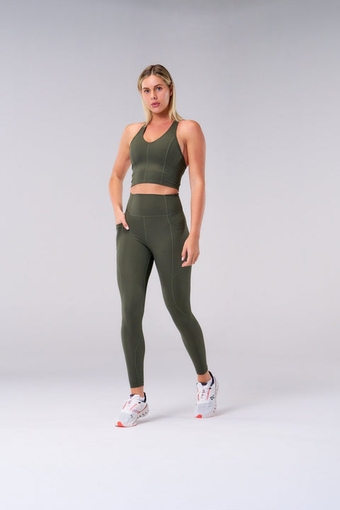 BULLSHAKE - Performance Flex Longline Bra - Olive - BULLSHAKE - SPORTS BRA